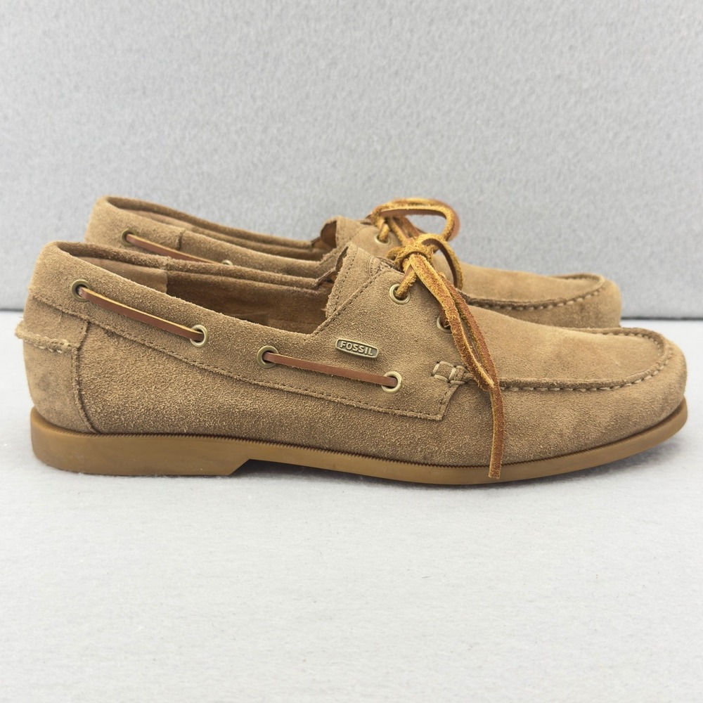 Fossil Men's Suede Leather Boat Shoes Loafers Tan‎ Size 11 - Picture 5 of 9